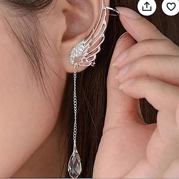 Rhinestone Decor Wing Shaped Ear Climber - Picture 3 of 6